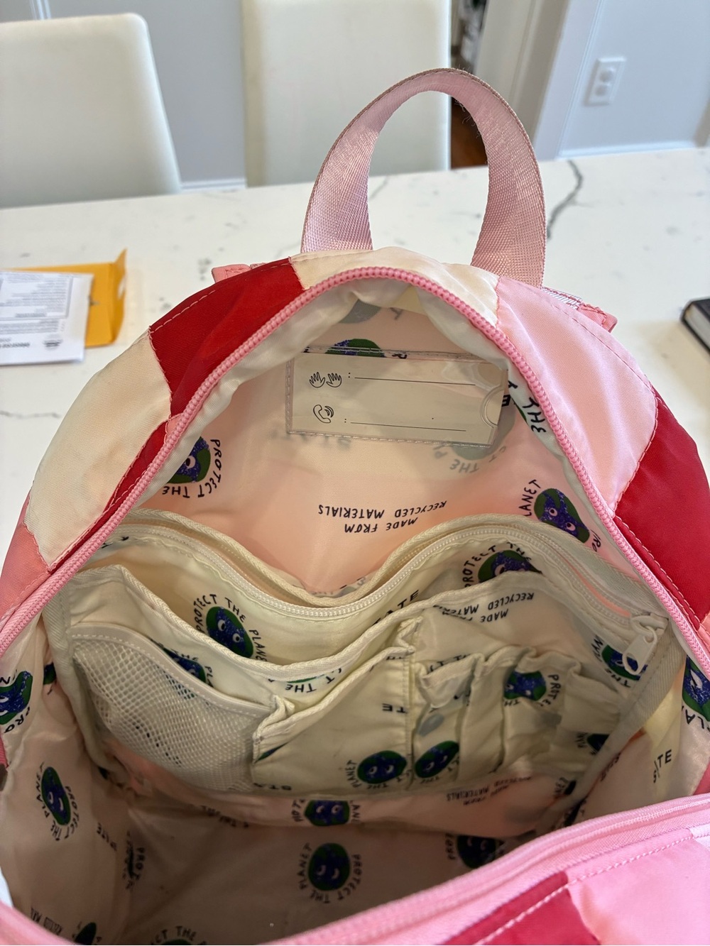 STATE Pink, Red & Cream Patchwork Nylon Backpack - Picture 6 of 8